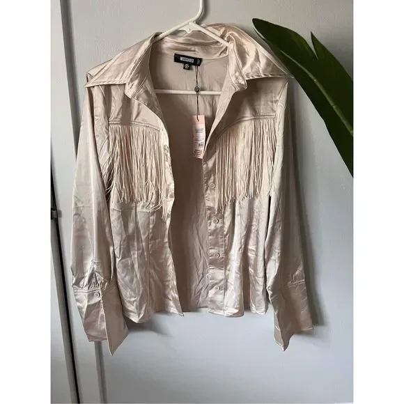 NWT MissGuided Fringe Blouse - Picture 2 of 6
